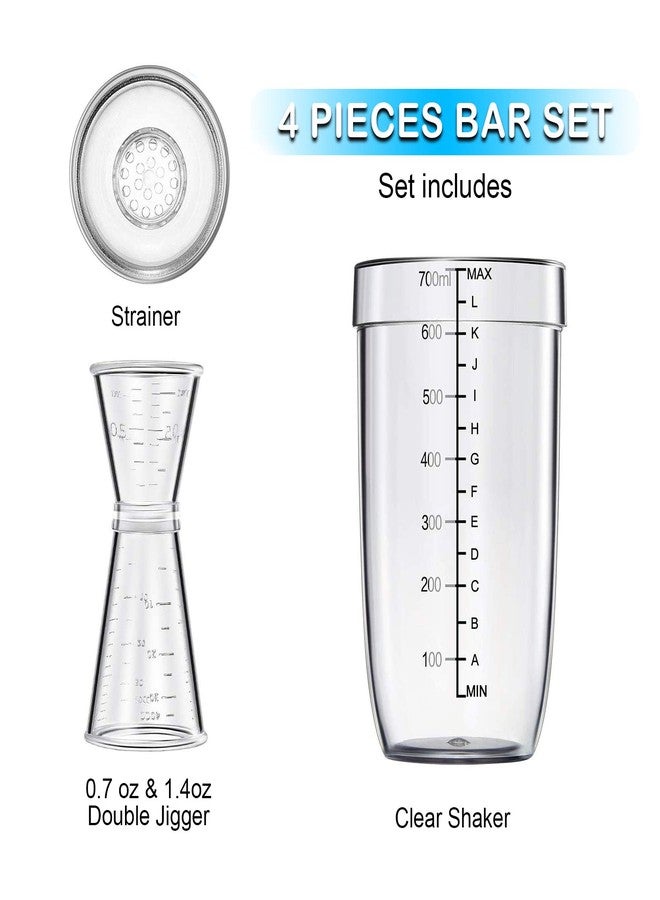 Another 4 pcs Clear Cocktail Shaker Set 2 pcs Plastic bar Shaker with 2 pcs Plastic Cocktail Double Measuring Jigger - Image 2